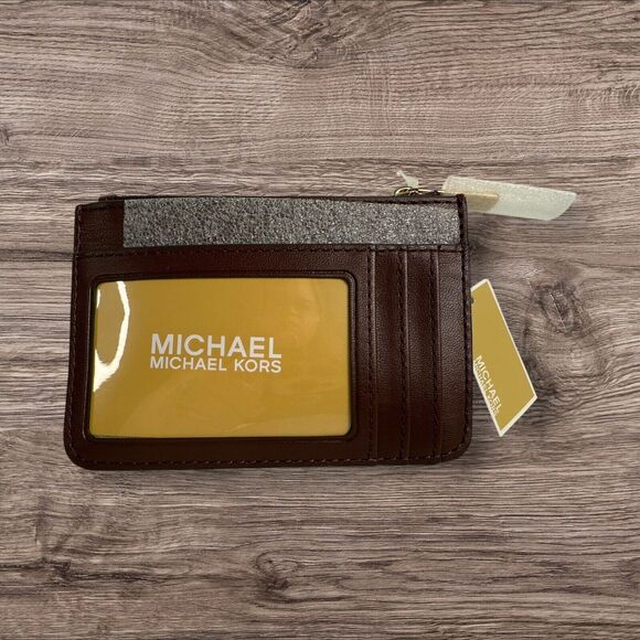 Michael Kors Jet Set Travel Small Coin Pouch ID Holder Wallet Oxblood NWT - Picture 3 of 7